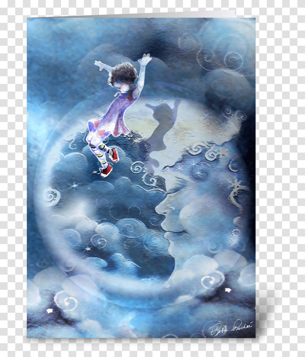 Little Girl Jumps Over The Moon Greeting Card Mermaid, Leisure Activities, Person, Outdoors Transparent Png