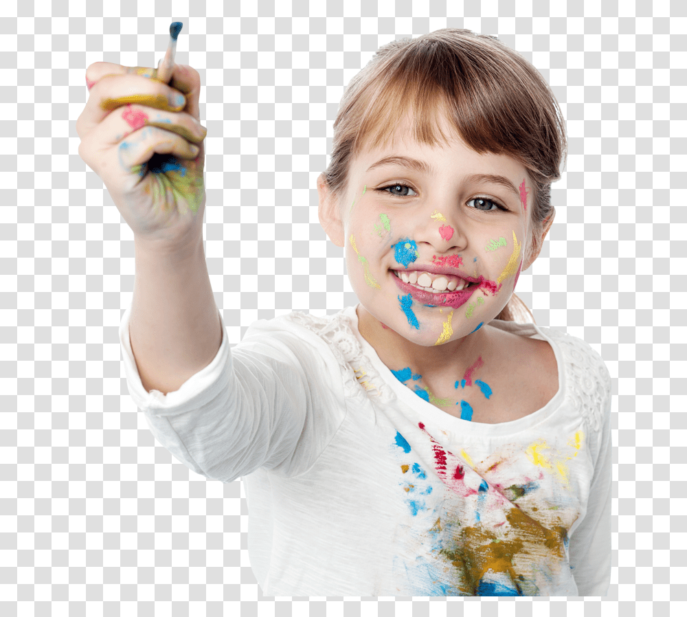 Little Girl Paint, Person, Face, Finger Transparent Png