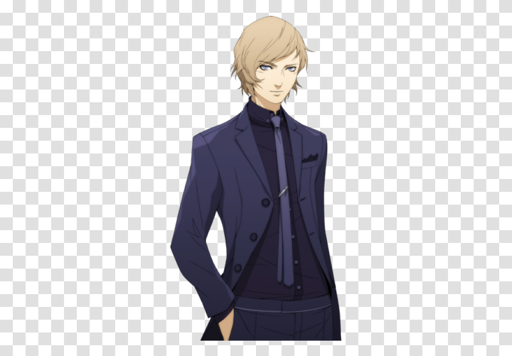 Little Guy Giant Bomb Anime Guy In Suit, Clothing, Apparel, Overcoat, Person Transparent Png