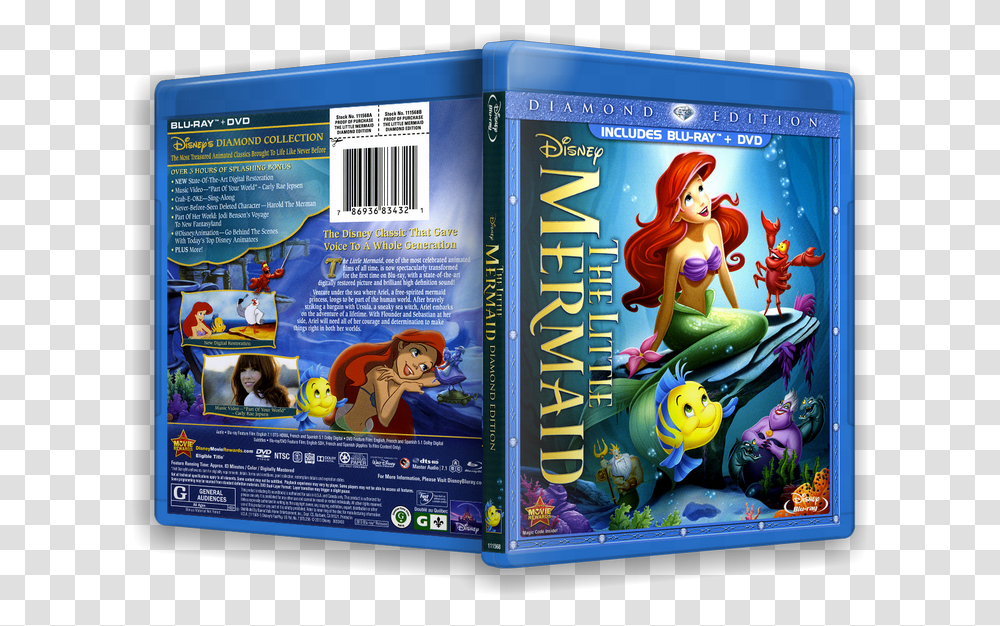 Little Mermaid 2013 Dvd Blu Ray Little Mermaid Blu Ray Diamond Edition, Disk, Person, Human, Toy Transparent Png
