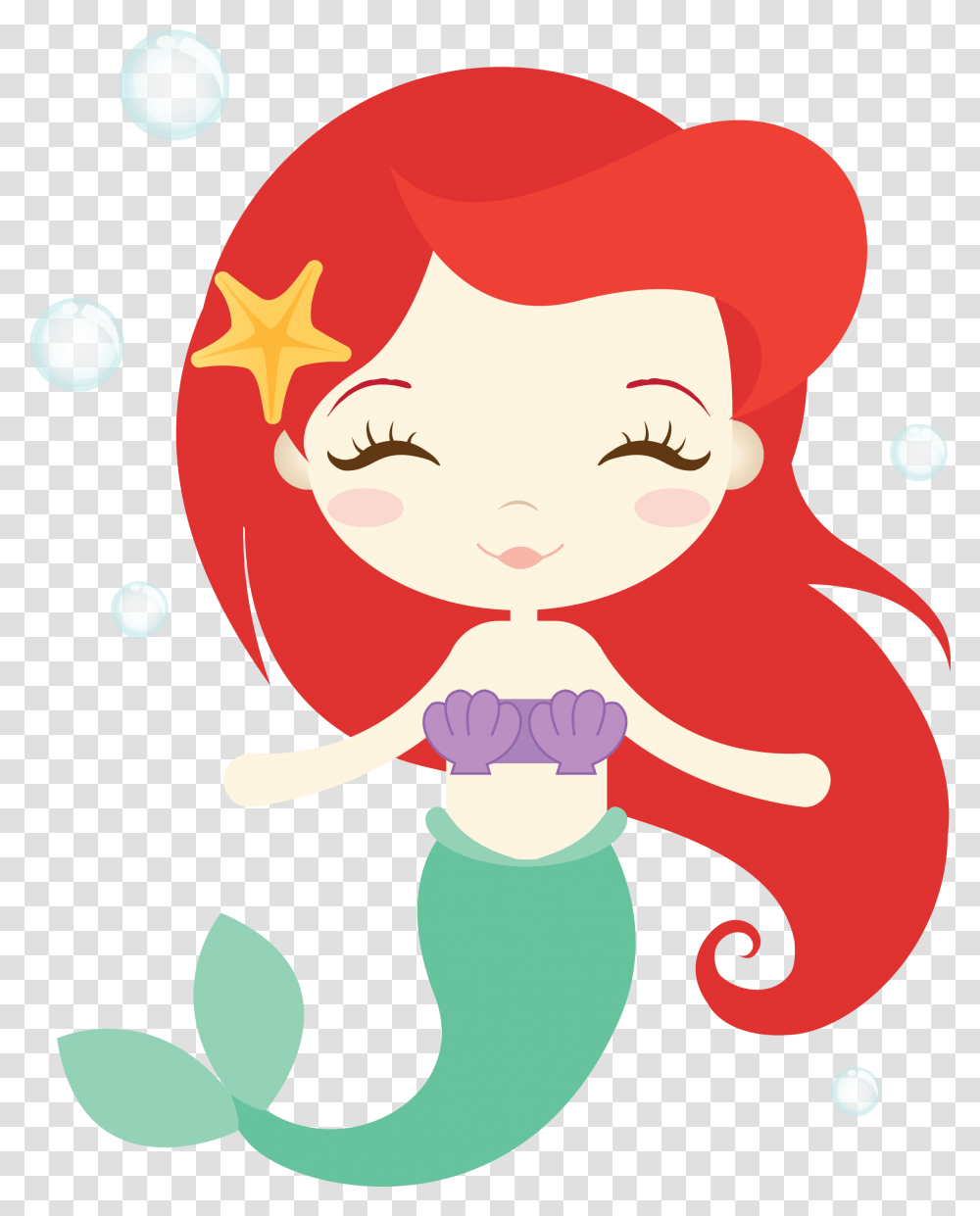 Little Mermaid Baby, Face, Cupid Transparent Png