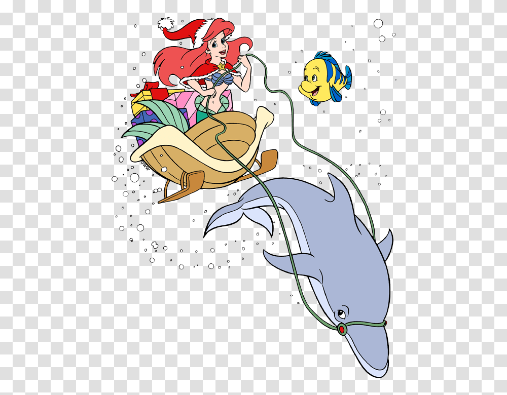 Little Mermaid Christmas Clipart, Sea Life, Animal, Mammal, Dolphin Transparent Png