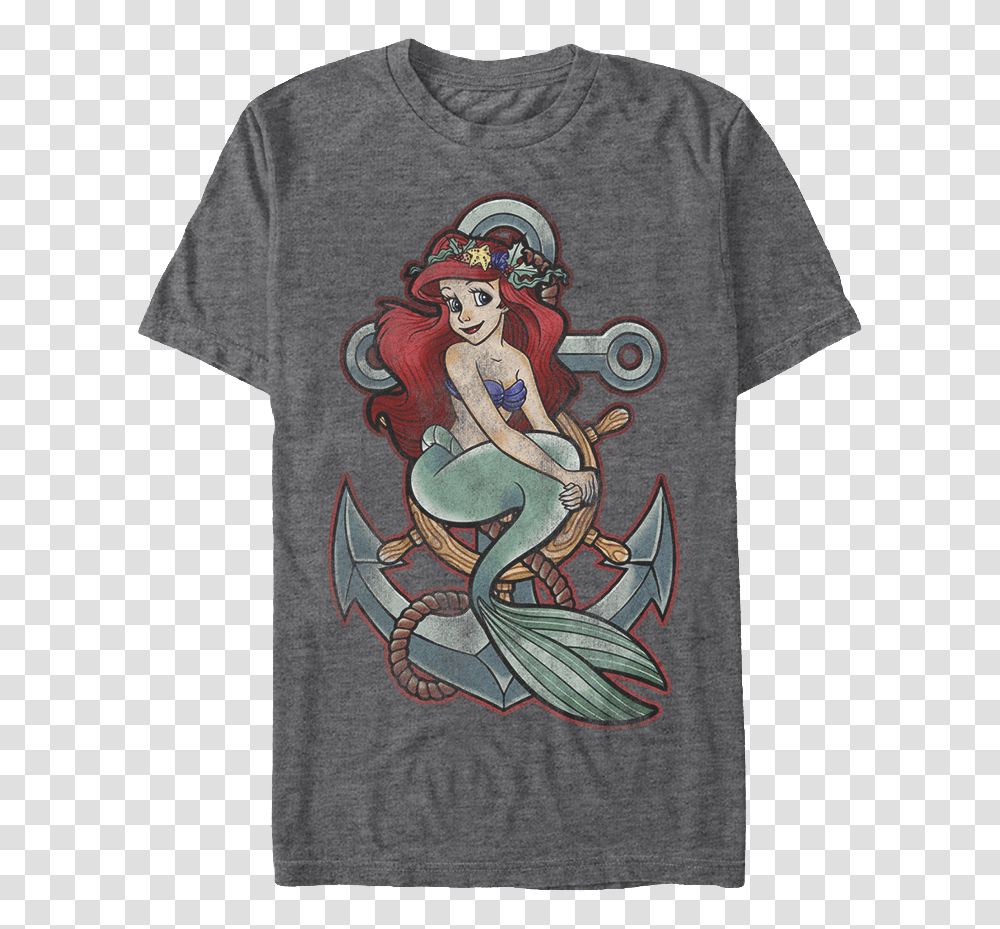 Little Mermaid On An Anchor, Apparel, T-Shirt Transparent Png