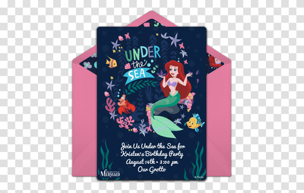 Little Mermaid Under The Sea Party Invitations, Envelope, Mail, Greeting Card, Poster Transparent Png