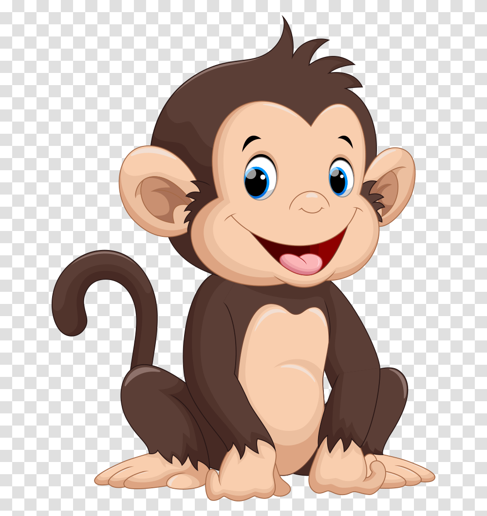 Little Monkey Illustration Cartoon Drawing Happy Clipart Cartoon Monkey Clipart, Toy, Animal, Mammal, Face Transparent Png