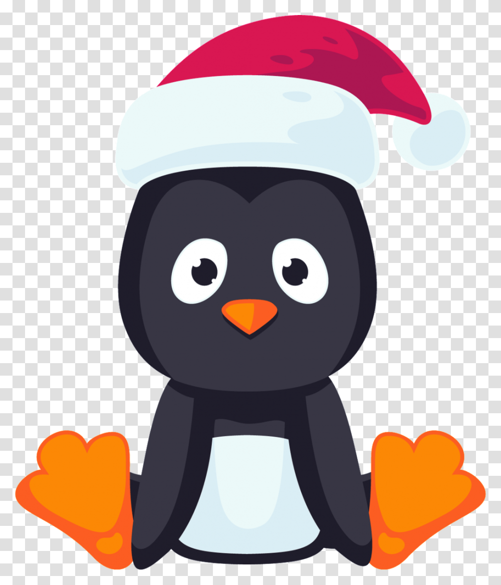 Little Penguin Sitting In A Christmas Hat With Adlie Penguin, Bird, Animal, King Penguin, Blackbird Transparent Png