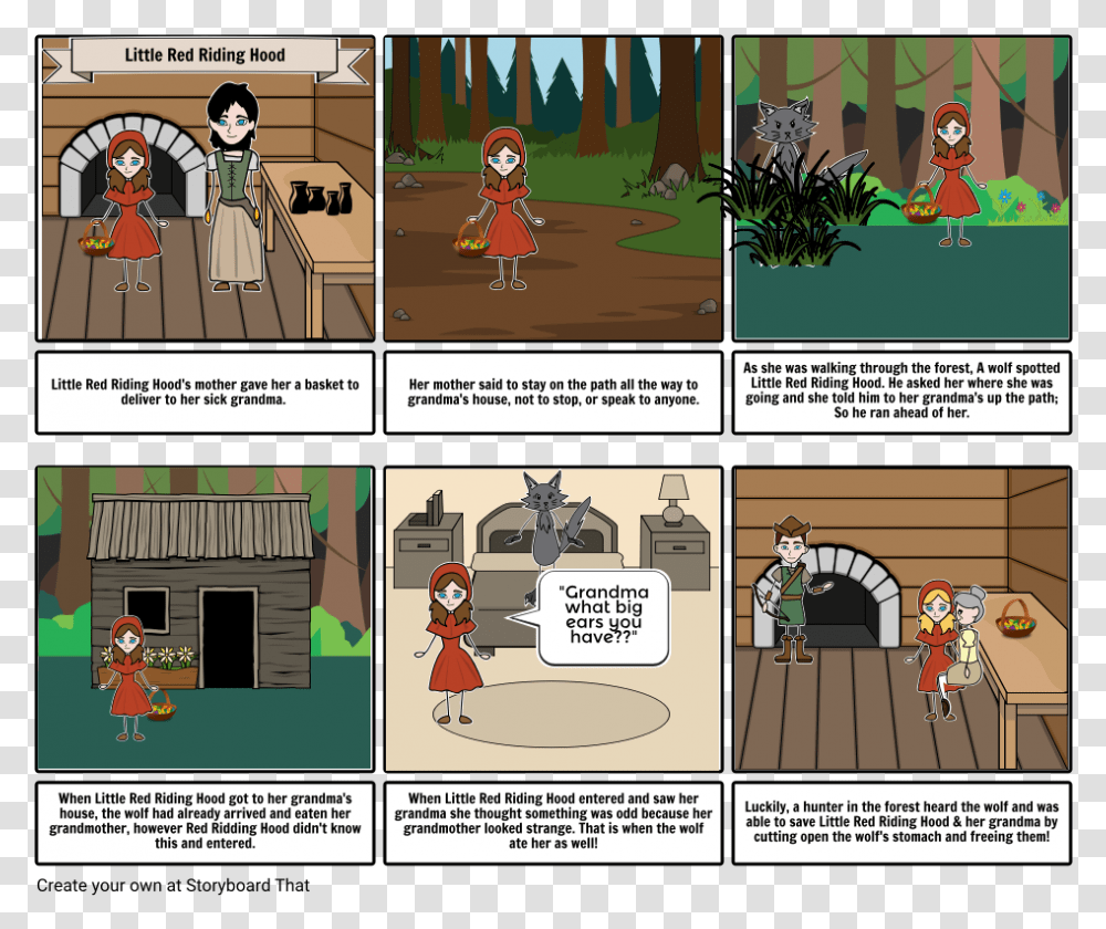 Little Red Riding Hood Storyboard, Comics, Book, Person, Human Transparent Png