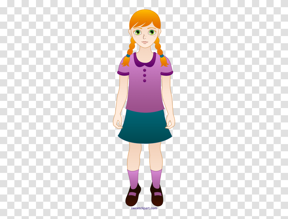 Little Redhead Girl Clipart, Person, Female, Tank Top Transparent Png