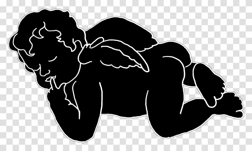 Little Sleeping Angel Sleeping Silhouette, Stencil, Mammal, Animal, Dog Transparent Png