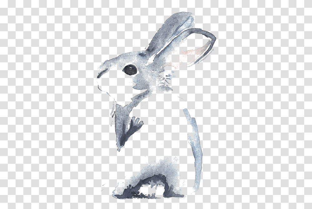 Little Watercolour Watercolor Cinnamon Rabbit Flowers Watercolour Rabbit, Silhouette, Stencil, Statue Transparent Png