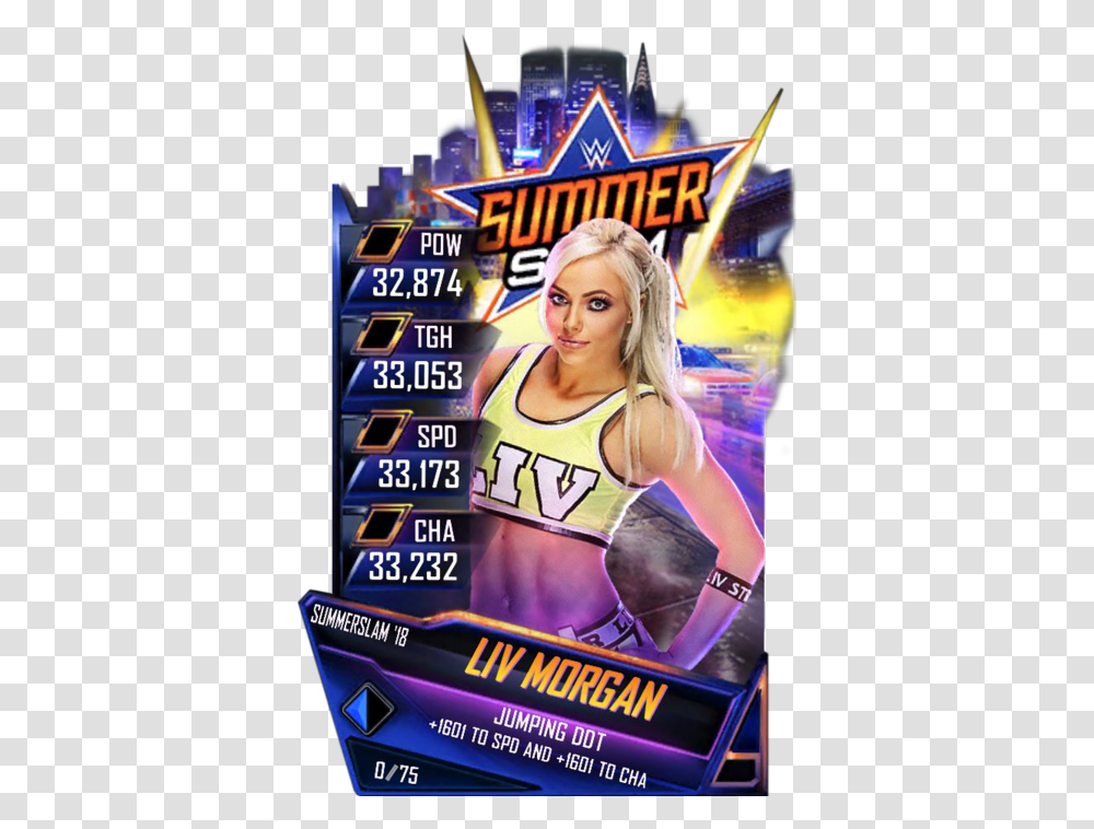 Liv Morgan Wwe Supercard Summerslam 18 Cards, Person, Flyer, Poster, Paper Transparent Png