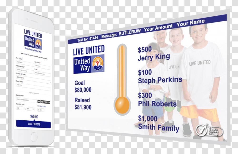 Live And Digital Fundraising Events United Way, Mobile Phone, Electronics, Person Transparent Png