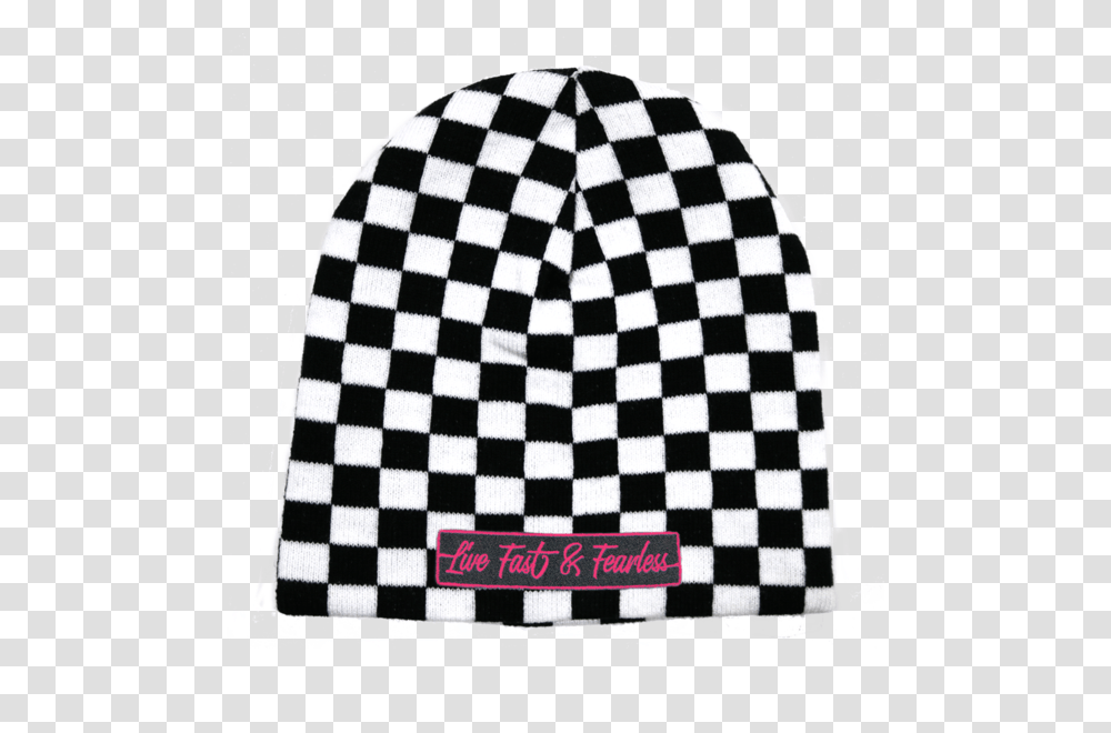 Live Fast Fearless Embroidered Checkered Beanie Princess Race Wear, Rug, Hat, Cap Transparent Png