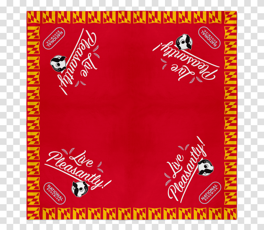 Live Pleasantly National Bohemian Pill Logo Red Bandana 22 X Inch Graphic Design, Poster, Advertisement, Text, Envelope Transparent Png