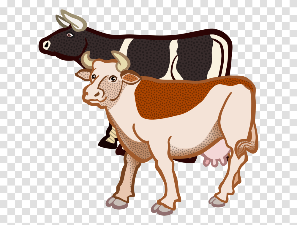 Livestock Pack Animal Horse Like Mammal Two Cows Clipart, Cattle, Antelope, Wildlife, Dairy Cow Transparent Png