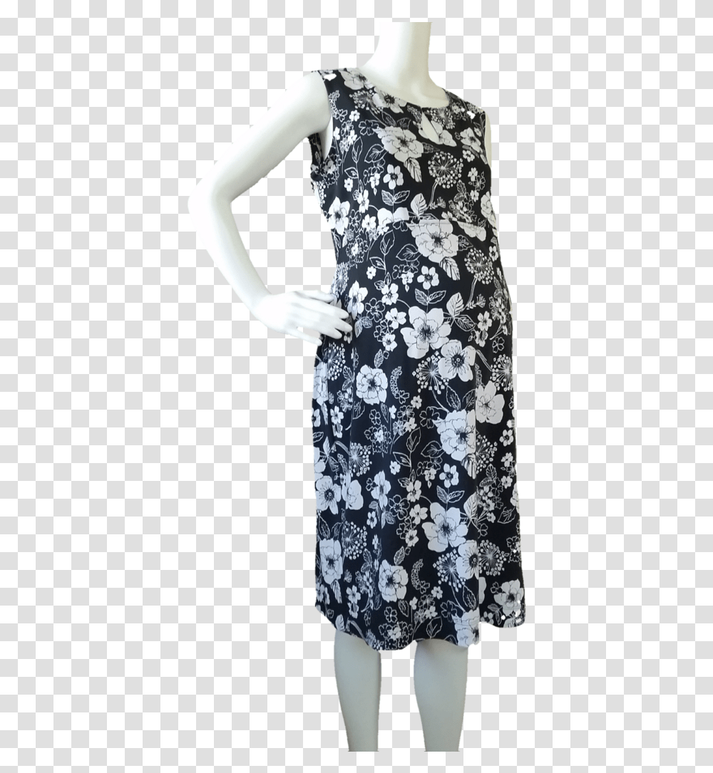 Liz Lange Maternity Black Amp White Floral Print Shift Day Dress, Apparel, Female, Person Transparent Png