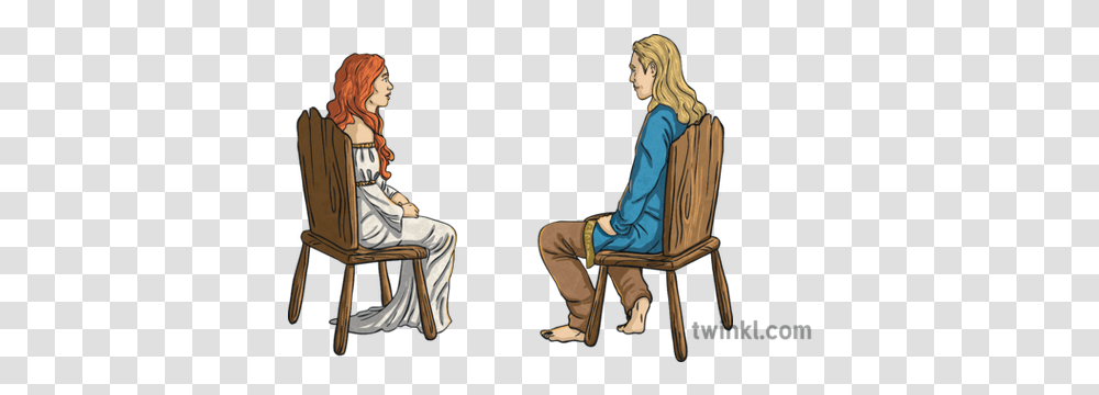 Lleu And Blodeuwedd No Background Marriage Flowers Bride Sitting, Person, Chair, Furniture, Clothing Transparent Png