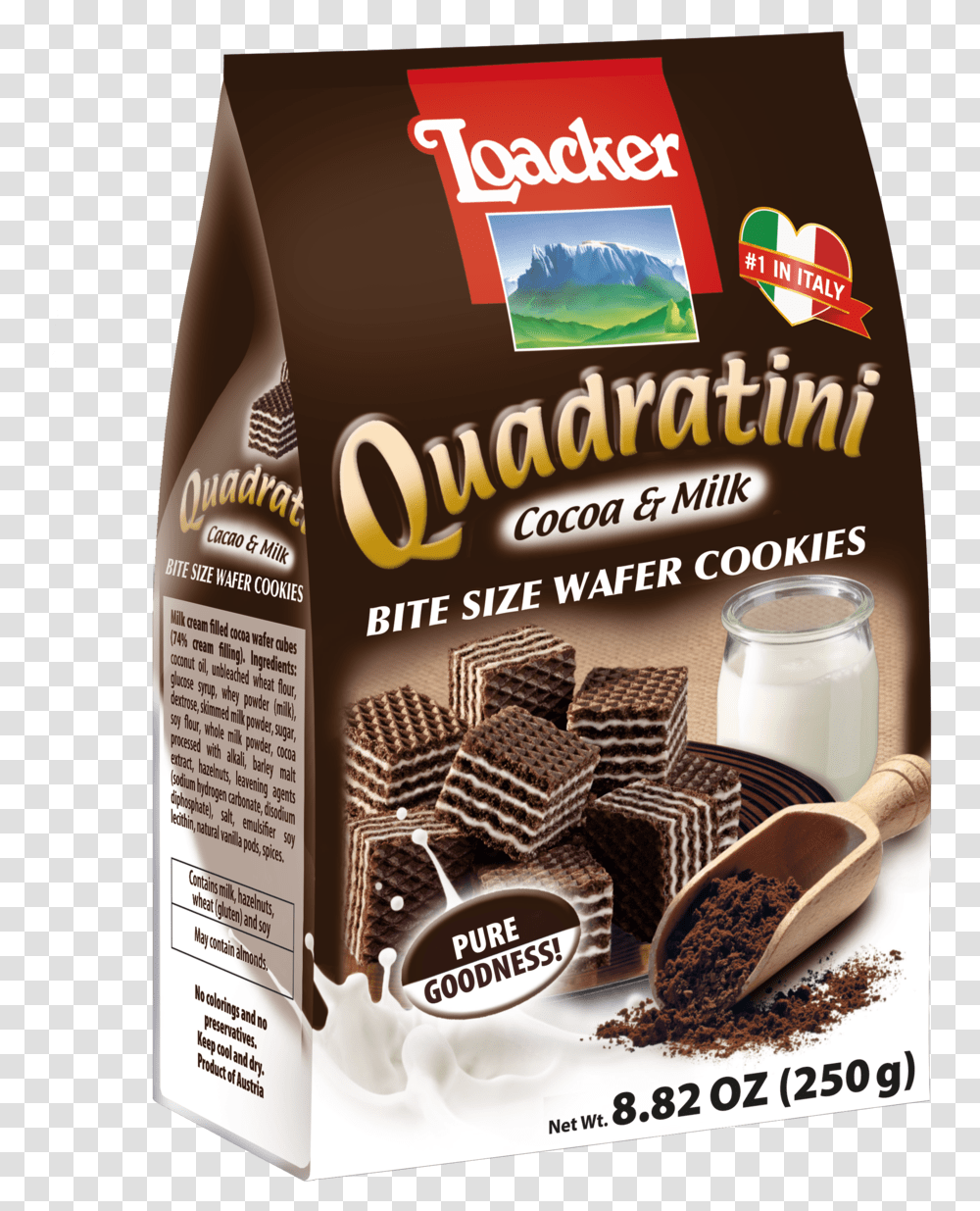 Loacker Quadratini Dark Chocolate, Dessert, Food, Fudge, Cocoa Transparent Png