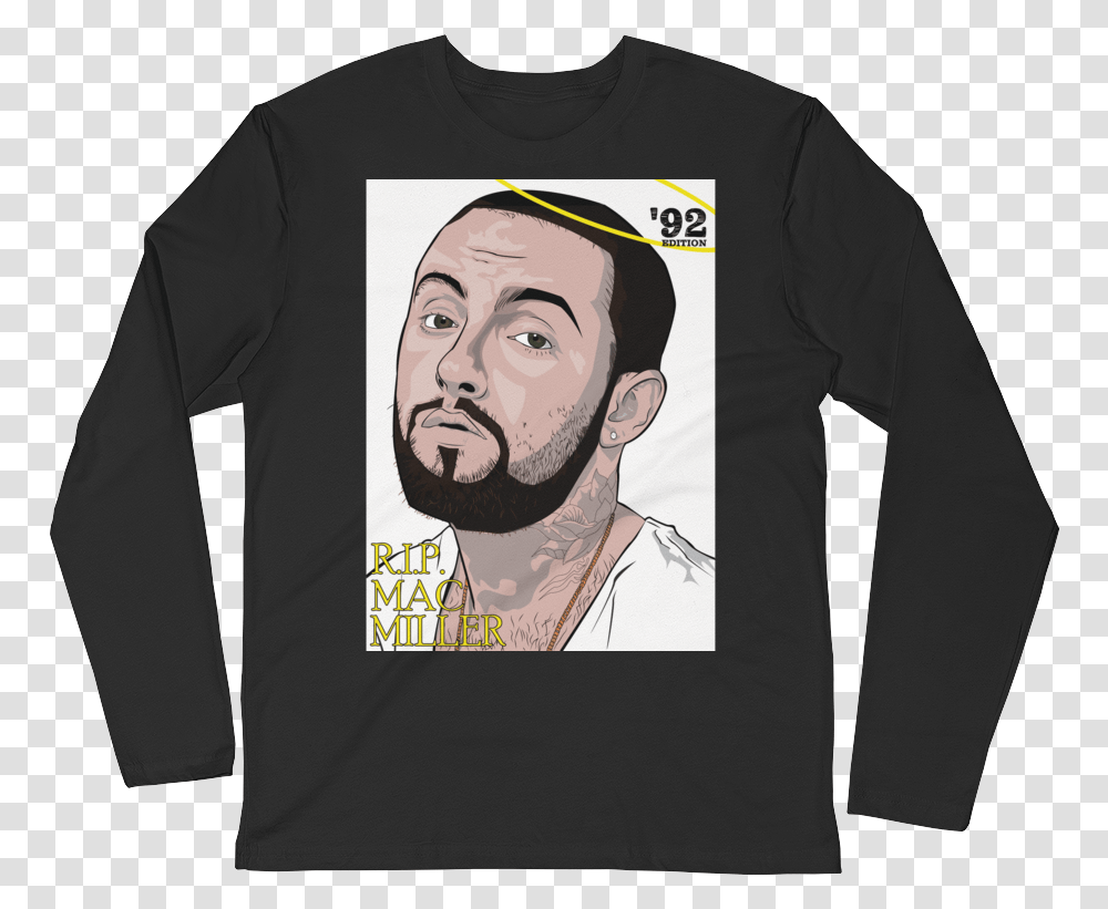 Load Image Into Gallery Viewer Mac Miller Long Sleeve Long Sleeved T Shirt, Apparel, Face, Person Transparent Png
