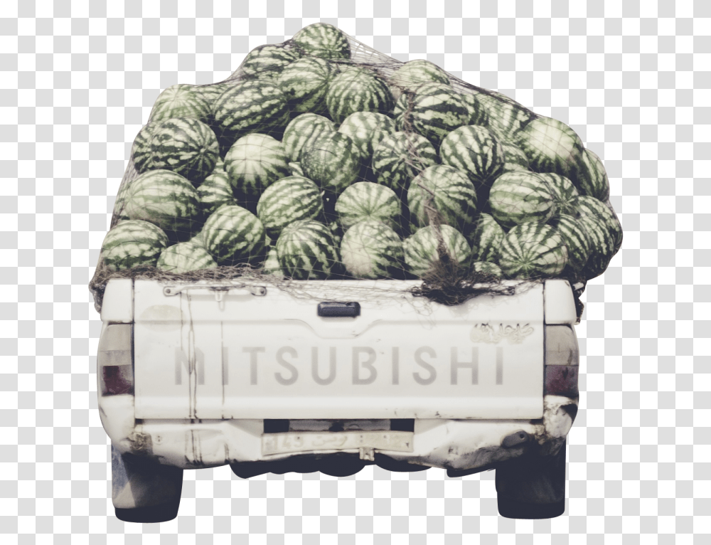 Load Of Watermelons In Mistubishi Pick Up Image, Plant, Fruit, Food, Vehicle Transparent Png