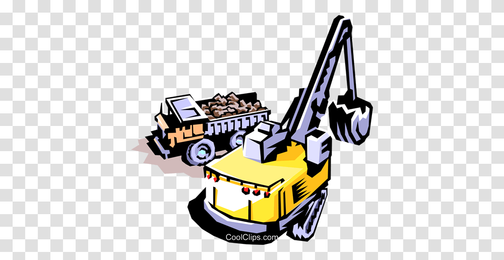 Loader And Dump Truck Royalty Free Vector Clip Art Illustration, Vehicle, Transportation, Bulldozer, Tractor Transparent Png