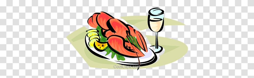 Lobster On A Plate Royalty Free Vector Clip Art Illustration, Meal, Food, Dish, Glass Transparent Png