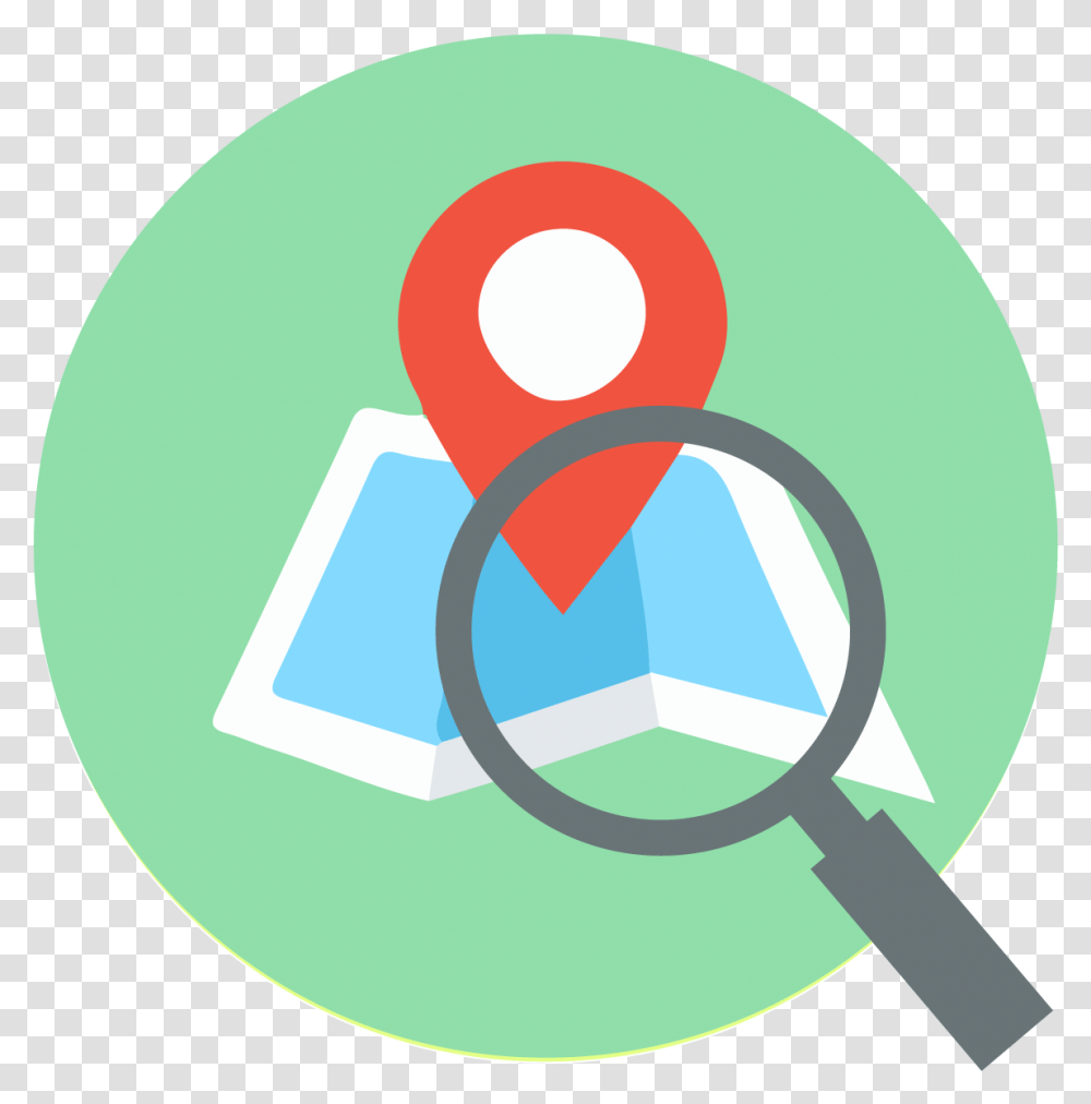 Location Logo Circle, Magnifying, Trademark Transparent Png