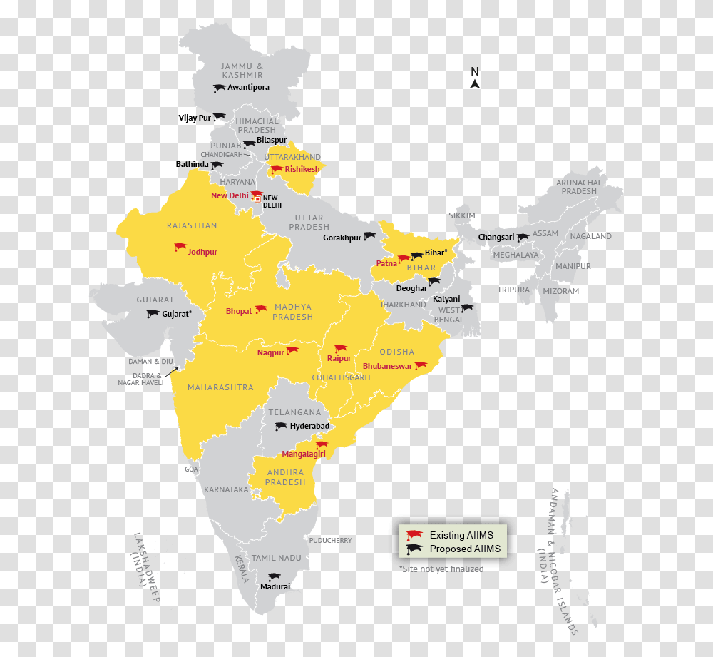 Location Map Of All India Institute Of Medical Science Map Of India, Diagram, Plot, Poster, Advertisement Transparent Png