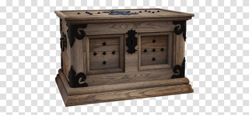 Lock Box Wooden Metal Key Chest Pirate Wood Trunk, Furniture, Plywood, Sideboard, Cabinet Transparent Png