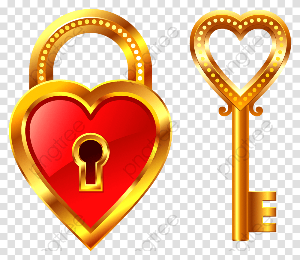Lock Clipart Love Heart Key Clipart, Security Transparent Png