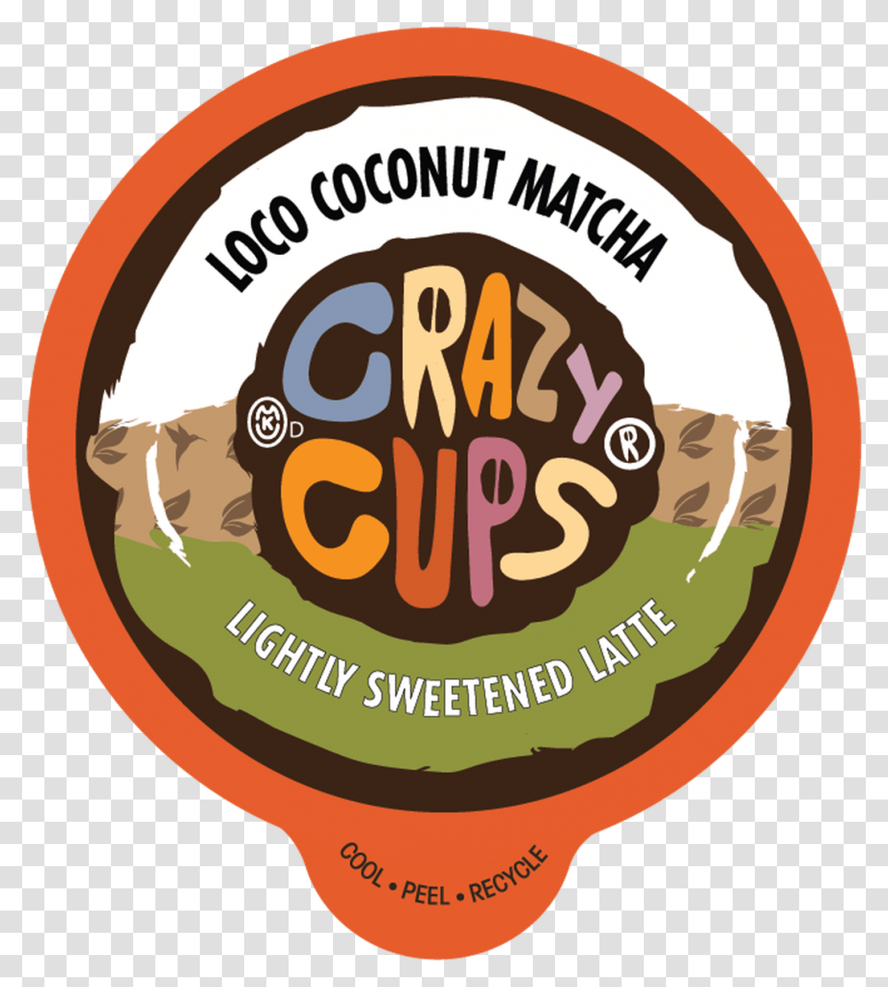 Loco Coconut Matcha Sweet Tea Latte By Crazy Cups Illustration, Logo, Food, Label Transparent Png