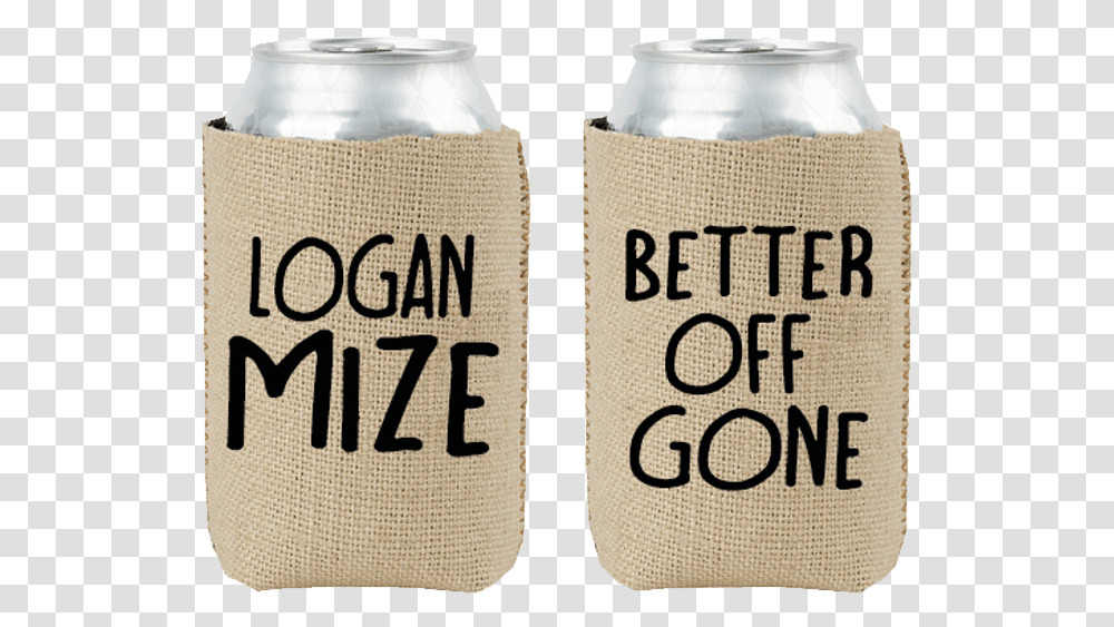 Logan Mize Burlap KoozieTitle Logan Mize Burlap Water Bottle, Tin, Can, Beverage, Drink Transparent Png