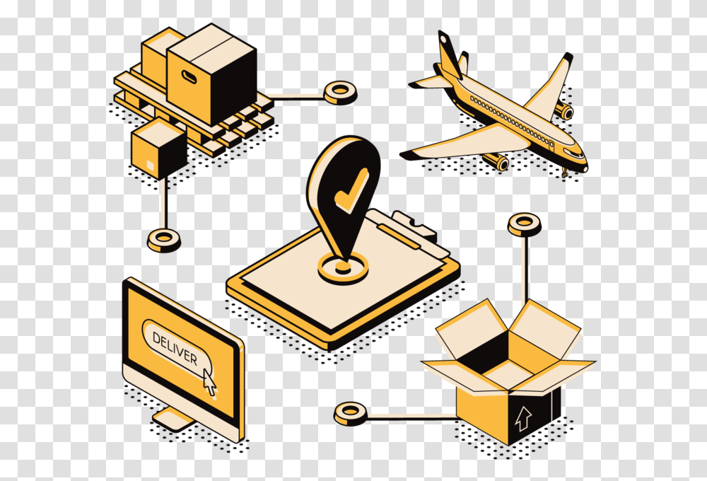Logistics 01 Supply Chain Illustration, Airplane, Aircraft, Vehicle, Transportation Transparent Png