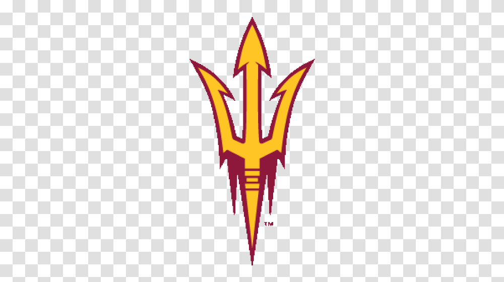 Logo Arizona State University Sun Devils Yellow Trident, Spear, Weapon, Weaponry, Emblem Transparent Png