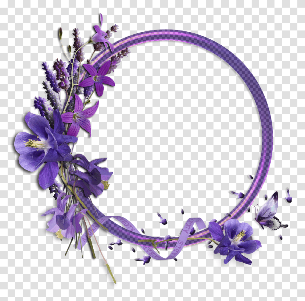 Logo Background Pictures Cute Frames Purple Round Flower Frame, Plant, Blossom, Potted Plant, Vase Transparent Png