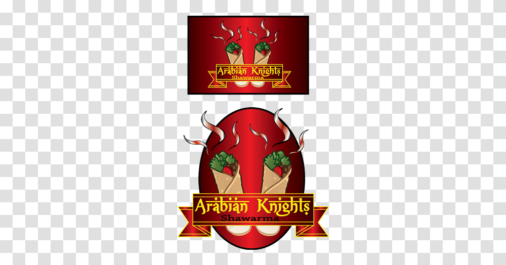 Logo Designs For Arabian Knights Shawarma Spicy, Advertisement, Beverage, Drink, Coke Transparent Png