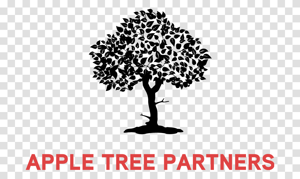 Logo For Apple Tree Partners Includes A Black Deciduous Silhouette, Plant, Stencil, Chandelier, Lamp Transparent Png