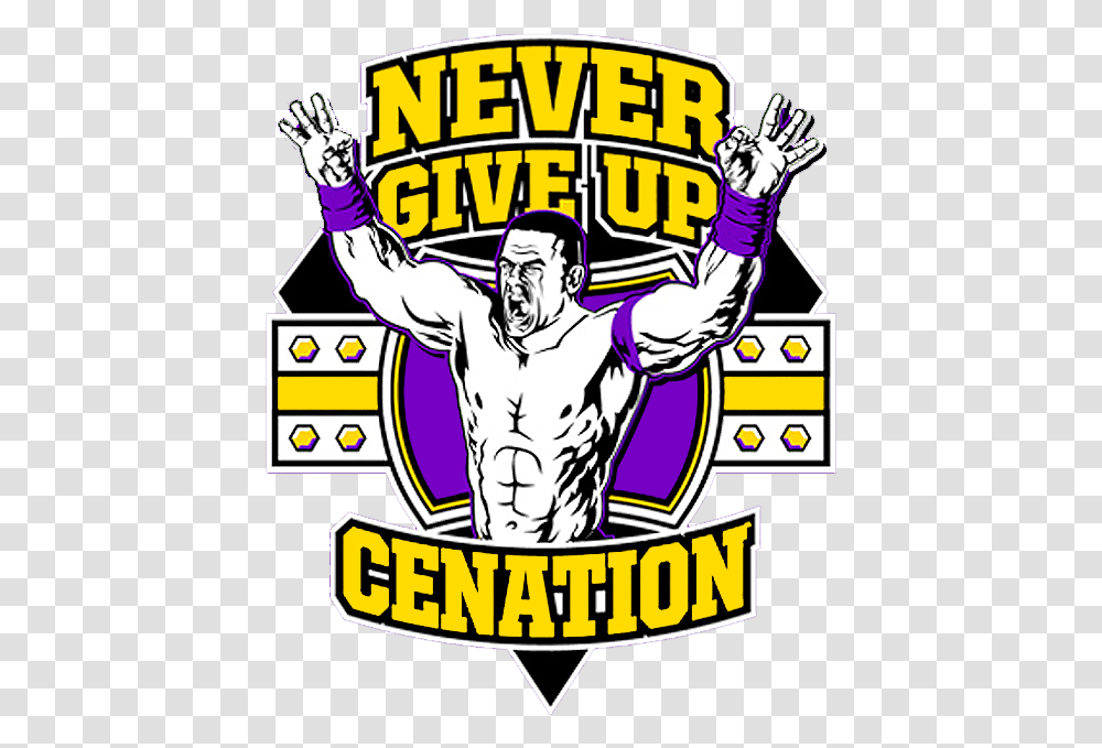 Logo John Cena Never Give Up, Person, Hand, Advertisement, Poster Transparent Png