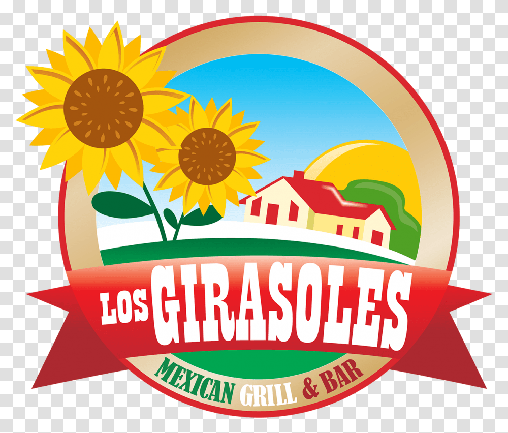 Logo Los Girasoles Sunflower, Label, Plant, Sticker Transparent Png