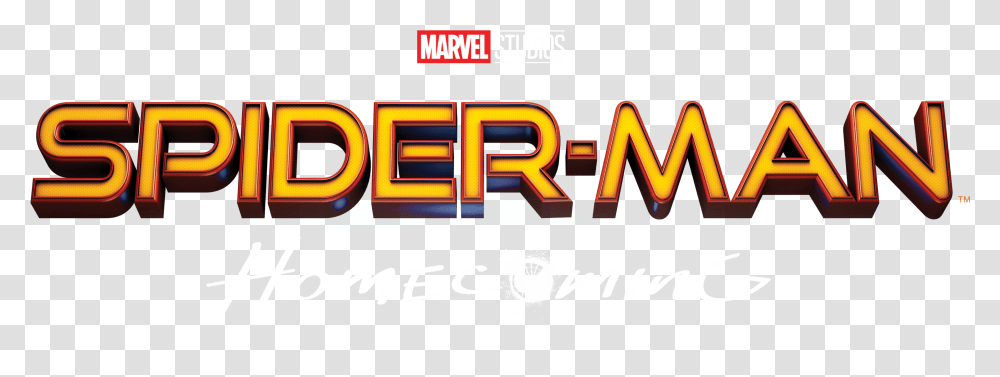 Logo Marvel Spiderman Homecoming Logo, Symbol, Text, Alphabet, Word Transparent Png