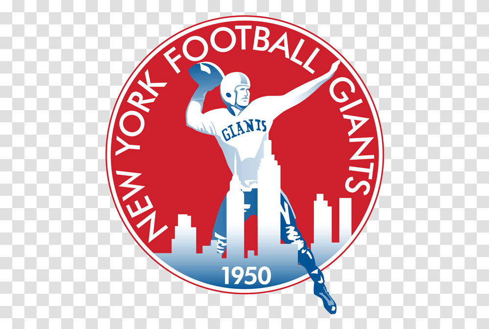 Logo New York Giants 1950 New York Football Giants Logo, Person, Symbol, Word, Text Transparent Png