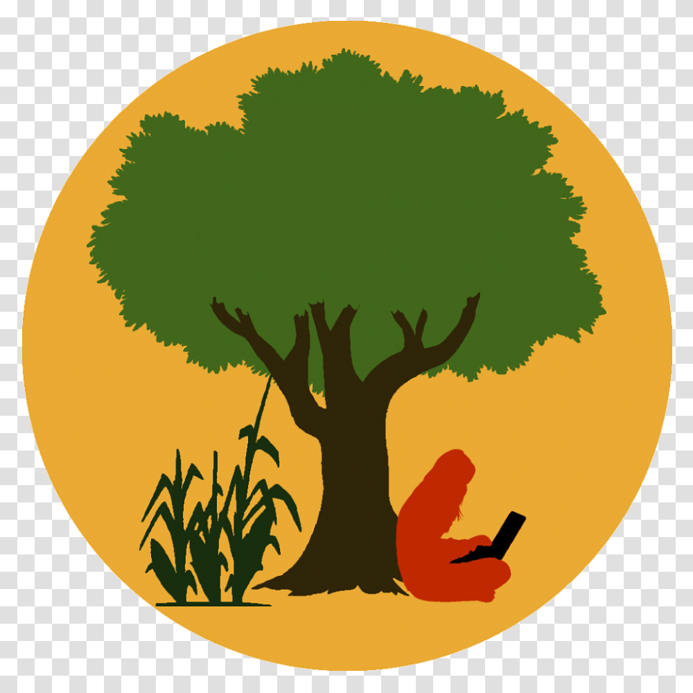 Logo Of Eco Hack Farm A Person Sitting Under A Tree, Plant, Outdoors, Hair, Tennis Ball Transparent Png
