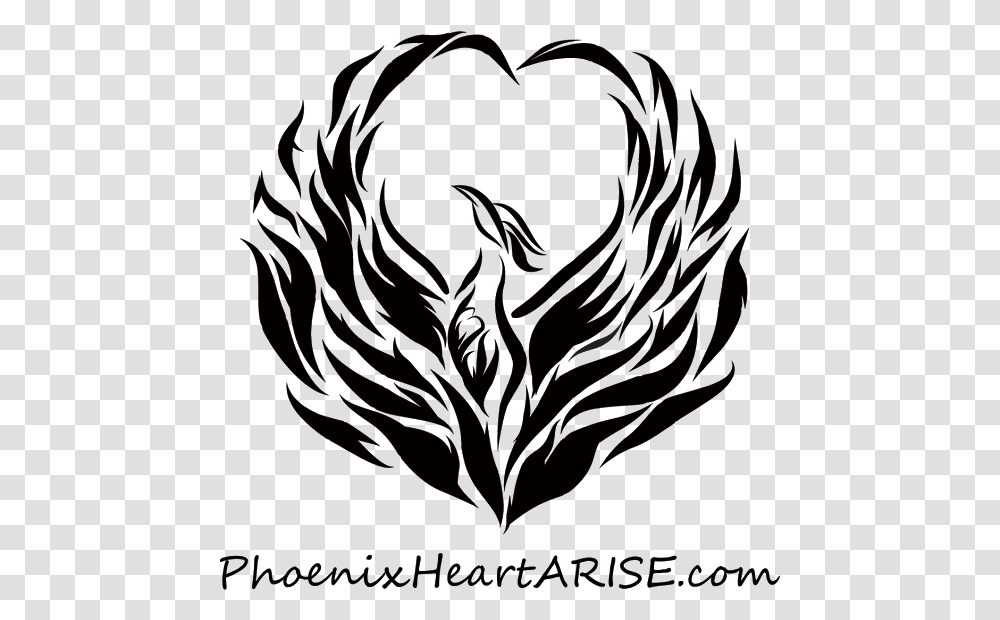 Logo Phoenix Heart In Heart 44 Image Background Black And White Phoenix Bird, Person, Face, People, Photography Transparent Png
