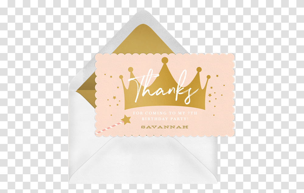 Logo Princess Birthday Thank You Cards, Envelope, Mail, Birthday Cake Transparent Png