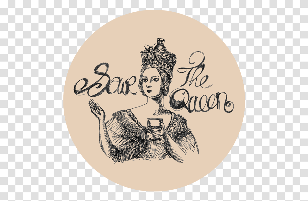 Logo Save The Queen Gin 1 Save The Queen, Text, Person, Label, Drawing Transparent Png