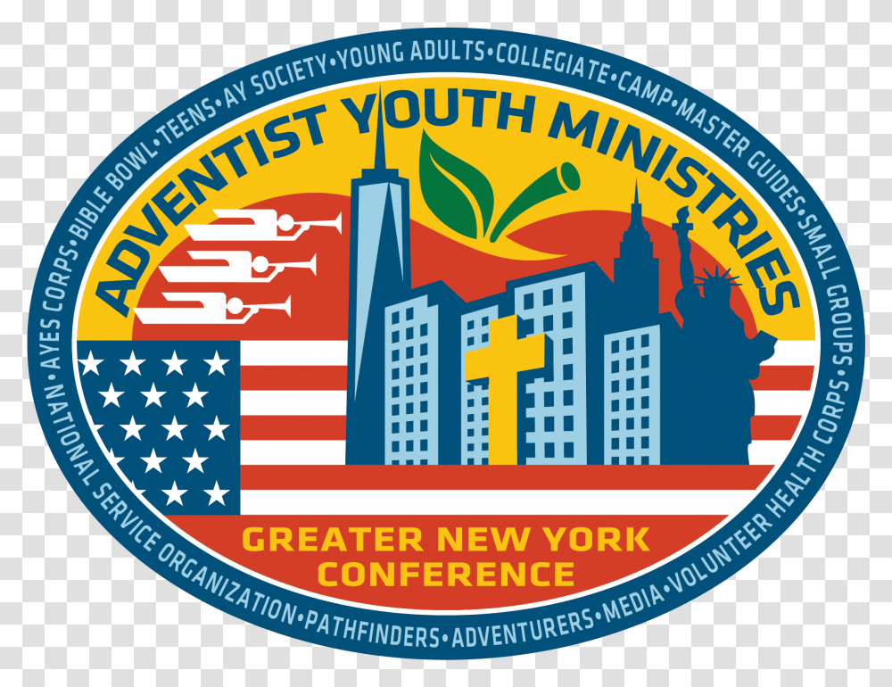 Logos Adventist Youth Ministries Greater New York Conference Greater New York Conference, Label, Text, Symbol, Alphabet Transparent Png