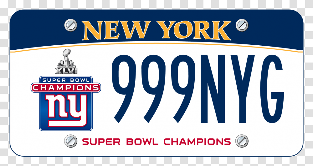 Logos And Uniforms Of The New York Giants, Vehicle, Transportation, License Plate Transparent Png