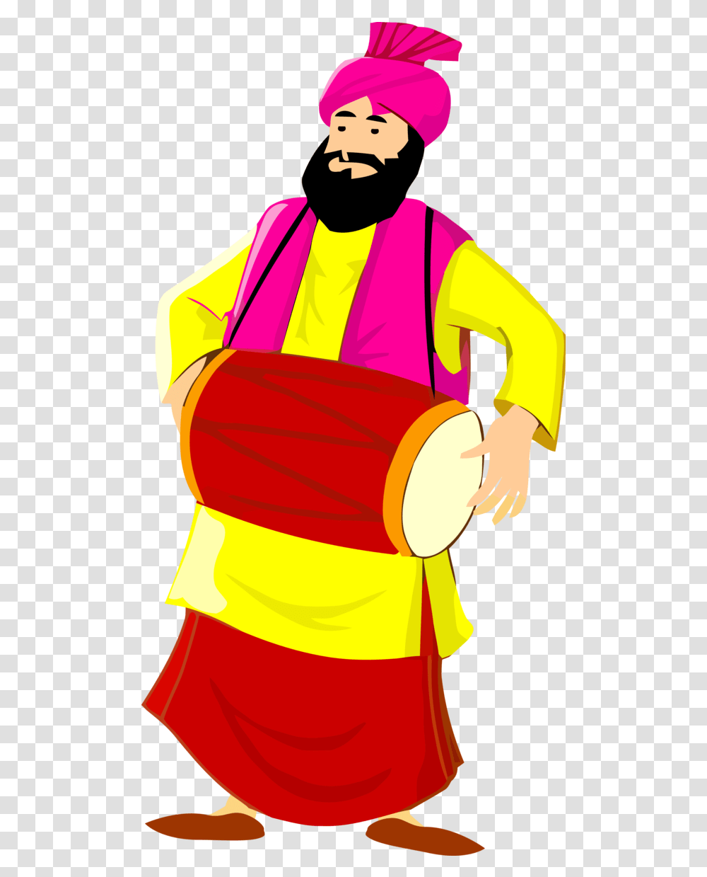 Lohri Cartoon Hand Drum Indian Musical Instruments For Happy Traditional, Clothing, Apparel, Percussion, Person Transparent Png