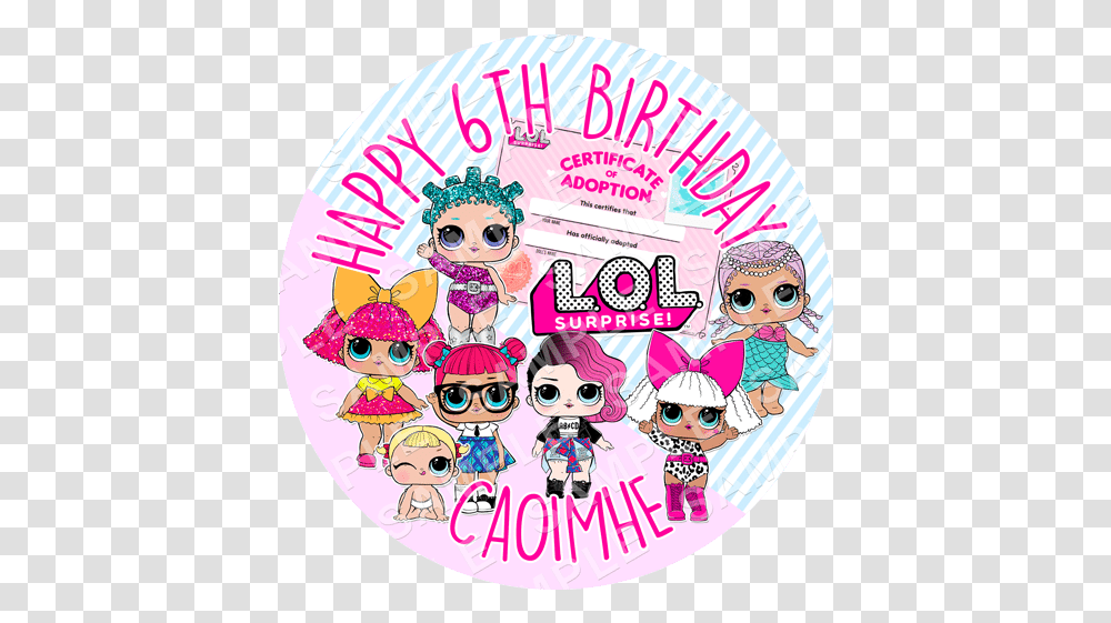 Lol Doll Cake Topper Archives Edible Cake Toppers Ireland Topper Happy Birthday Lol, Label, Text, Sunglasses, Logo Transparent Png