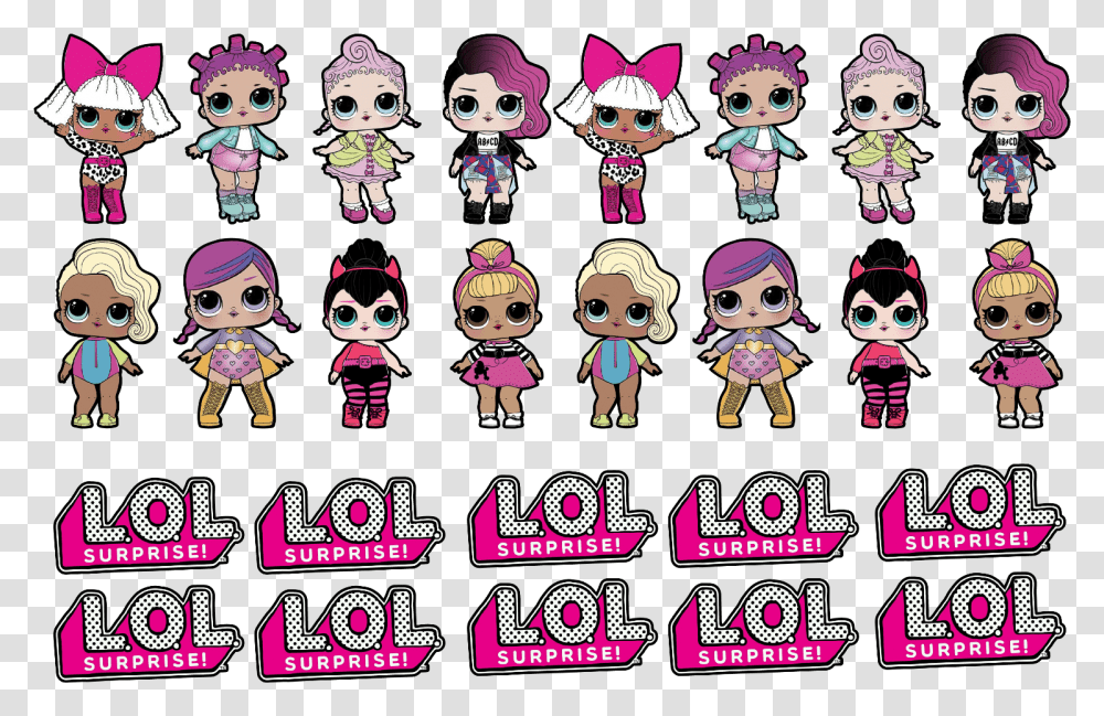Lol Surprise Edible Cake Toppers 50mm Cupcake Decorating Cartoon, Doll, Toy, Performer, Leisure Activities Transparent Png